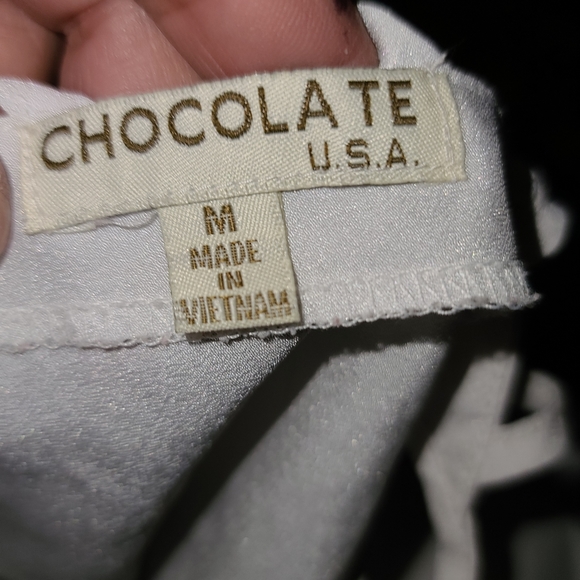 Sheer white Cut Out Back camisole blouse. M spaghetti straps. - Picture 6 of 6